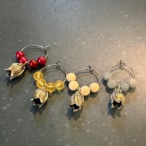 Set of 4 Handmade Beaded Wine Charms/Markers Brand New